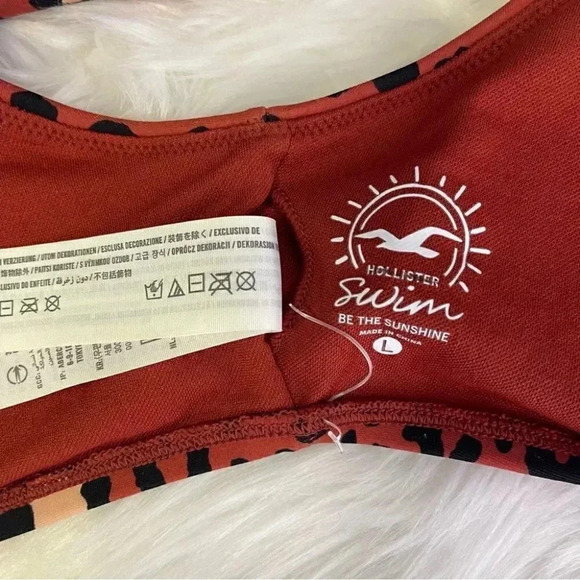 Hollister Swim Leopard Bikini Top Size Large New - Picture 3 of 6
